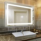 32 x 24 inch Bathroom Vanity Mirror, LED Backlit+Wall Mounted + Defogger & Dimmable Touch Switch + UL Listed + Polished Eadge &Frameless + 5500K Cool White +3000K Warm + CRI>90 + Vertical&Horizontal