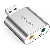 FEMORO USB Sound Card, USB to Audio Jack Adapter 7.1 Channel External Stereo Sound Card with 3.5mm TRS TRRS Microphone Headph