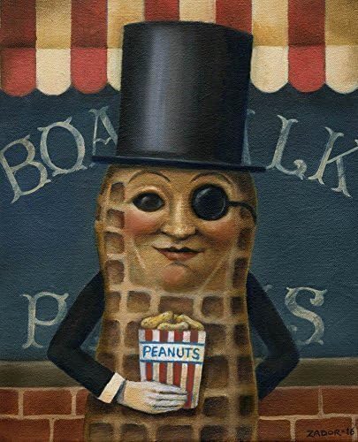 Mr. Peanut Art - Retro Food Print - Anthropomorphic Food - Vintage Atlantic City - Boardwalk Culture- Coney Island - Amusement Park