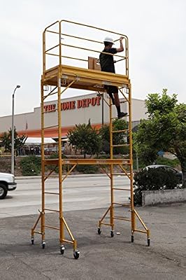 CBM Multipurpose Maxi Square Baker Style Scaffold Tower Package - 12ft., 1,000-Lb. Capacity with Hatch Deck Gaurd Rail and Double U Lock aka Metaltech
