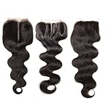 Klaiyi Hair Brazilian Body Wave Lace Closure Free Part 4X4 100% Unprocessed Human Hair Extensions Natural Color