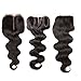 Longqi Hair Brazilian Body Wave Lace Closure 1PC 44 100% Unprocessed Human Hair Extensions Natural Color