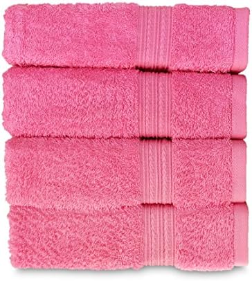Goza Towels Cotton Hand Towels, 16 by 28 inch (4 Pack) (Pink)