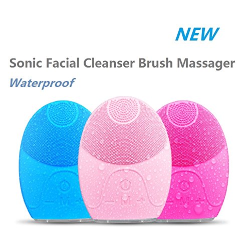 Sonic Facial Cleansing Brush, Silicone Face Cleanser, Body SPA Clean Brush, Massager, Cleansing System Vibrating IPX5 Waterproof Electric Anti-Aging Scrubber Multifunction Rechargeable Valentine’s Day