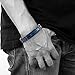WANGOK Men Bracelet Stainless Steel Bracelets Black and Blue Links with Fashion Sand Blasting Bracelets for Men in 7.9-8.5