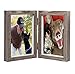 AWEFRANK Double Picture Frame with Glass Front, 4x6 Inch Made To Display 2 Pictures, Stands Vertically on Desktop or Table Top