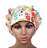 BW Doctor Scrub Cap Bouffant Surgical Hat With Sweatband For Women Ponytail (print 7)