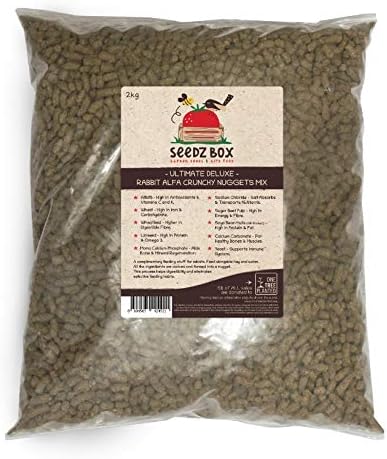 Rabbit Nuggets Food 1.8kg For Indoor & Outdoor Rabbits, Seedzbox Alfalfa Crunchy Rabbit Food, Natural Feed for Bunnies