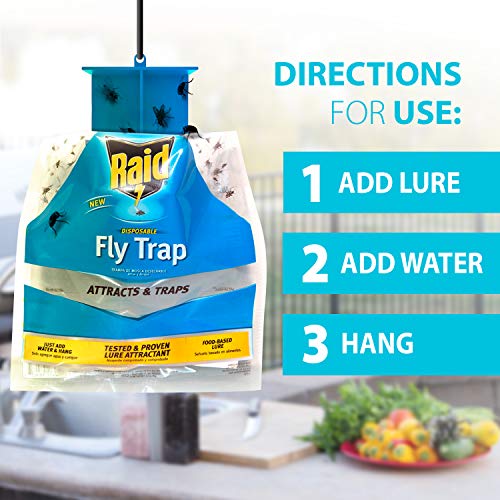 Raid Fly Trap (2Pack), Outdoor Fly Trap, Disposable Fly Trap Bag