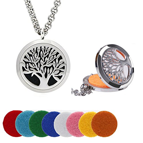 Aromatherapy Essential Oil Diffuser Necklace, Ablerv Elegant Premium Perfume Locket Nacklace Hypo-Allergenic Surgical Grade Stainless 24 Inch Chain With Free 8 Felt Pads, Perfect Gift Box (611029591648)