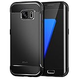 JETech Case for Samsung Galaxy S7 Edge Protective Cover with Shock-Absorption and Carbon Fiber Design (Black)