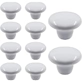 Auvotuis 10Pcs Cabinet Ceramic Knobs, White, 1.5Inch/38mm | Cute Drawer Knobs Round Dresser Knob Pull Handles with Screws for Cupboard, Wardrobe, Kitchen, Bedroom, Door,