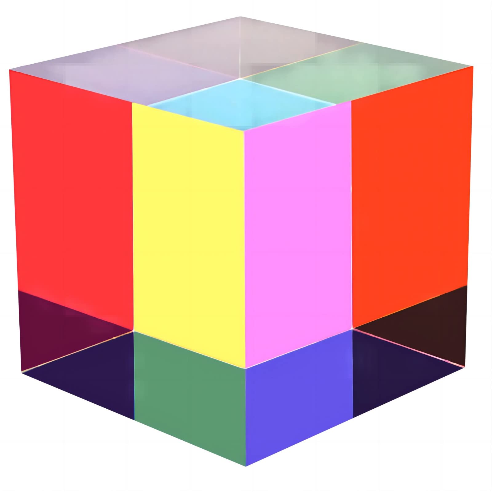 ECBANLI CMY Color Cube, 80mm (3.15inch) CMYcube Acrylic Prism for Office Desktop Decor, Scientific Education Learning Toys & Gifts for Kids