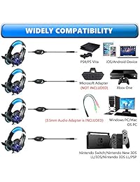 INSMART PS4 Auriculares, Juegos Auriculares para Xbox One, PC, Sonido Surround mejorado, Actualizado Cancelación de Ruido Micrófono, Suave respiración Auriculares, Control de volumen y silencio para Nintendo Switch Laptop