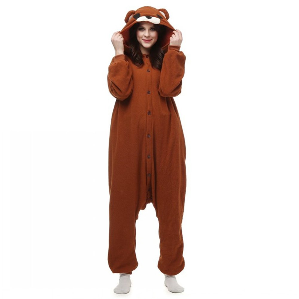 dressfan Unisex Adult Kids Animal Pajamas Brown Bear Cosplay Costume, Brown, XS โ image 1