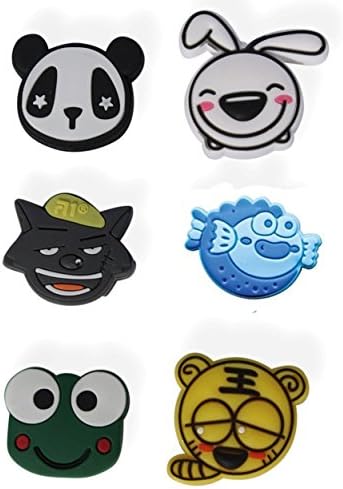 HUAL Silicone Vibration Dampeners for Tennis Squash Racket Pack of 6 (Cute Animals)