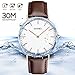 KIDPER Mens Wrist Watch,Minimalist Brown Leather Band Analog Quartz Watch,Classic Casual Dress Watches for Men