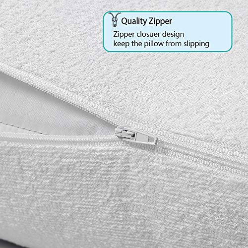 Bedecor Set of 2 Waterproof Cotton Pillowcases, Breathable, Anti-Mite, Pillow Cover with Zip, White (40 x 80 cm)