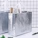 Gesodant Bling Glossy Glitter Durable Reusable Grocery Bag Handles Medium Non-woven Fashionable Gift Goodies Shopping Bag Totes Set Of 12 (Silver)