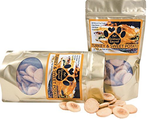 Turkey & Sweet Potato Dog Treats | 100% All Natural Healthy Ingredients | Grain, Gluten & Chemical Free, No Preservatives | Healthy Anti-oxidants, Flax seed Oil | Made in USA, 10 oz.