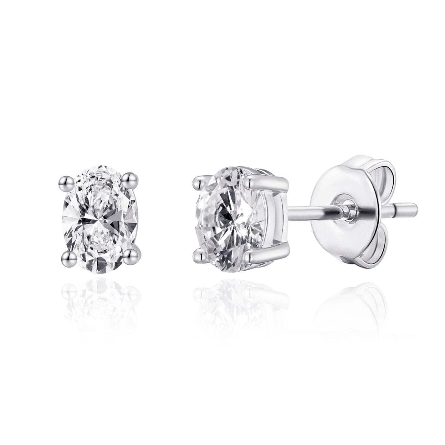 Philip Jones Oval Earrings Created with Zircondia® Crystals