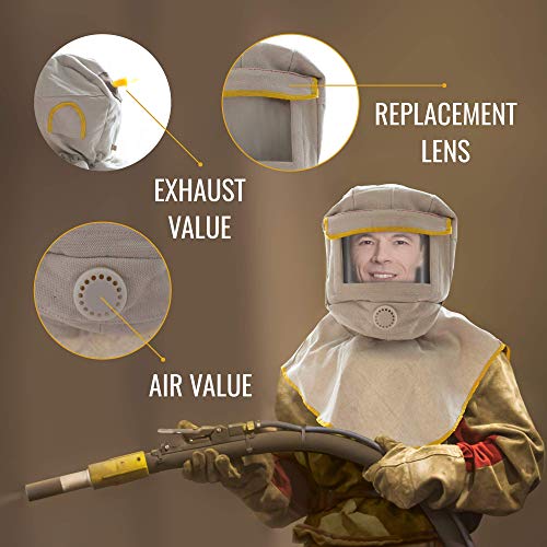 Sandblasting Hood with large viewing screen for anti dusk protection