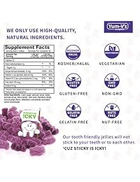 YUM-V's Iron Jellies/Gummy Bears for Kids w/Vitamin C, Grape Flavor Chewables; Daily Dietary...