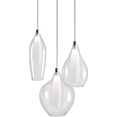 Kuzco Lighting Victoria 3 Head Multi Pendant | Chrome Finish | Clear Glass Shades with Frosted Inner Diffusers | Modern LED C