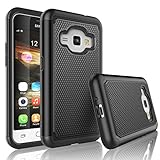Galaxy Luna Case, Galaxy Amp 2 Case, Express 3 Case, J1 2016 Case, Tekcoo [Tmajor] Shock Absorbing Rubber Plastic Defender Case Cover For Samsung Galaxy Luna / Amp 2 / Express 3/ J1 2016 -Black