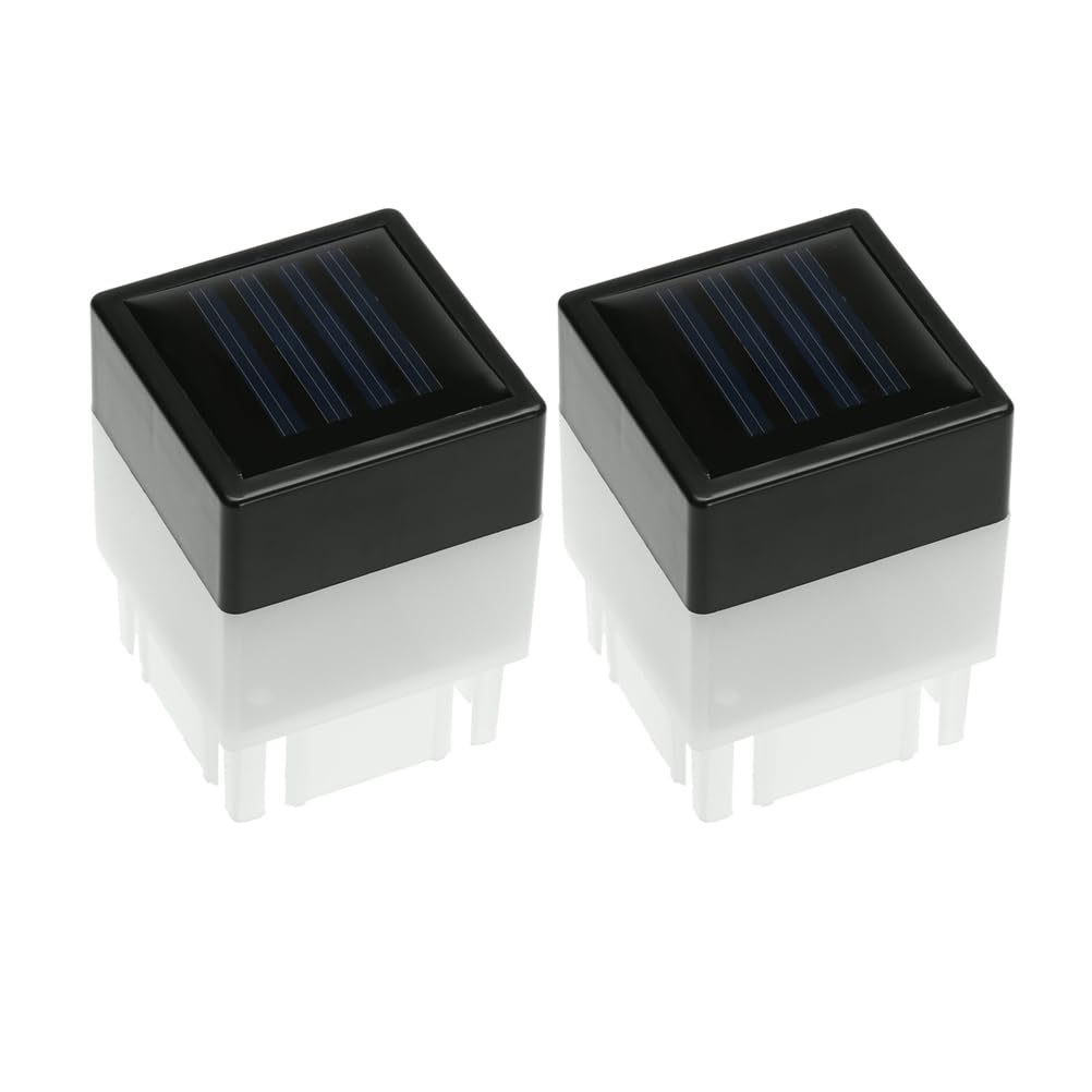 Uonlytech Solar Fence Light Square Shaped Solar Post Light, Outdoor Post Cap Light for Fence Deck, 2Pcs