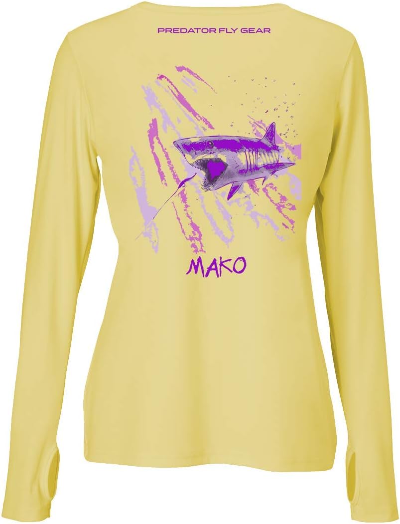 Predator Fly Gear USA Womens MAKO Performance Poleyster Shirt, Shortfin Mako Shark