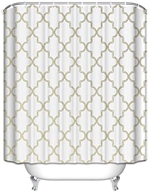 Geometric Patterned Shower Curtain,Waterproof Polyester Bathroom Curtain With Hooks 60X72 inches