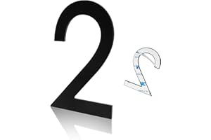 3 Inch Metal Black Modern House Numbers, Luiety's Adhesive Mailbox Number,House Numbers for Apartments Office (2)