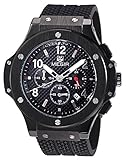 Voeons Men's Chronograph 24 Hr Indicator Military Sports Watches 3ATM Waterproof Black Stainless Steel Mens Watches