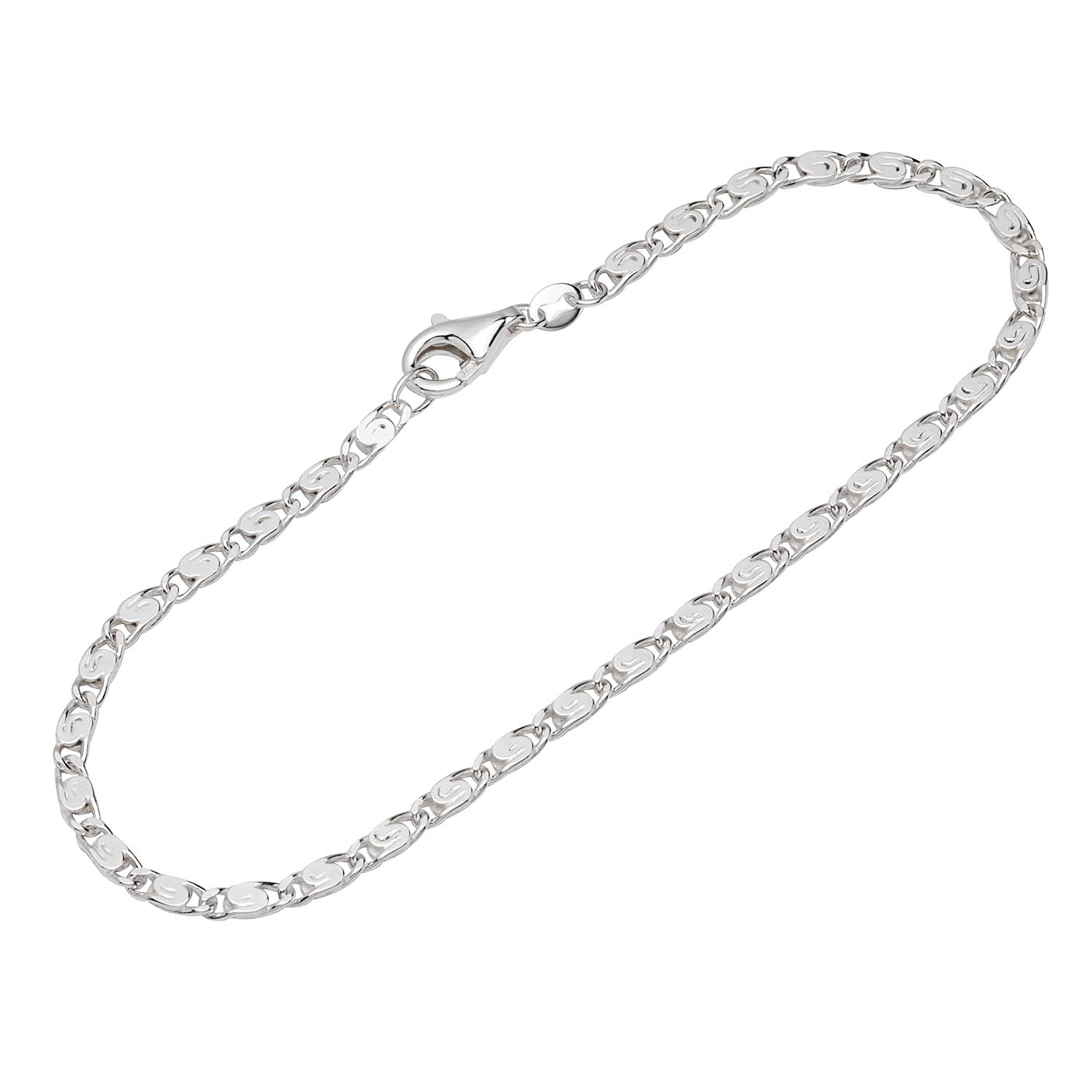 NKlaus bracelet 925 sterling silver 19cm S curb chain diamond ladies bangle chain 12574
