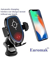 Soporte inalámbrico para cargador de coche para iPhone X   XS MAX   XR   XS   8 8 Plus Samsung Galaxy S9   S9 +   S8   S8 +   S7   S6 Edge Plus Note 9 8 7 6 Sujeción automática de lujo Cargador inalámbrico rápido 10W 7 , 5W 5W + Qi Habilitado Teléfono