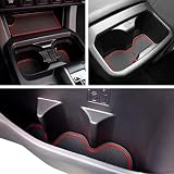 Custom Fit Cup, Door Center Console Liner Accessories for Toyota Tacoma 2019 2018 2017 2016 19PC Set (Double Cab, Red Trim)