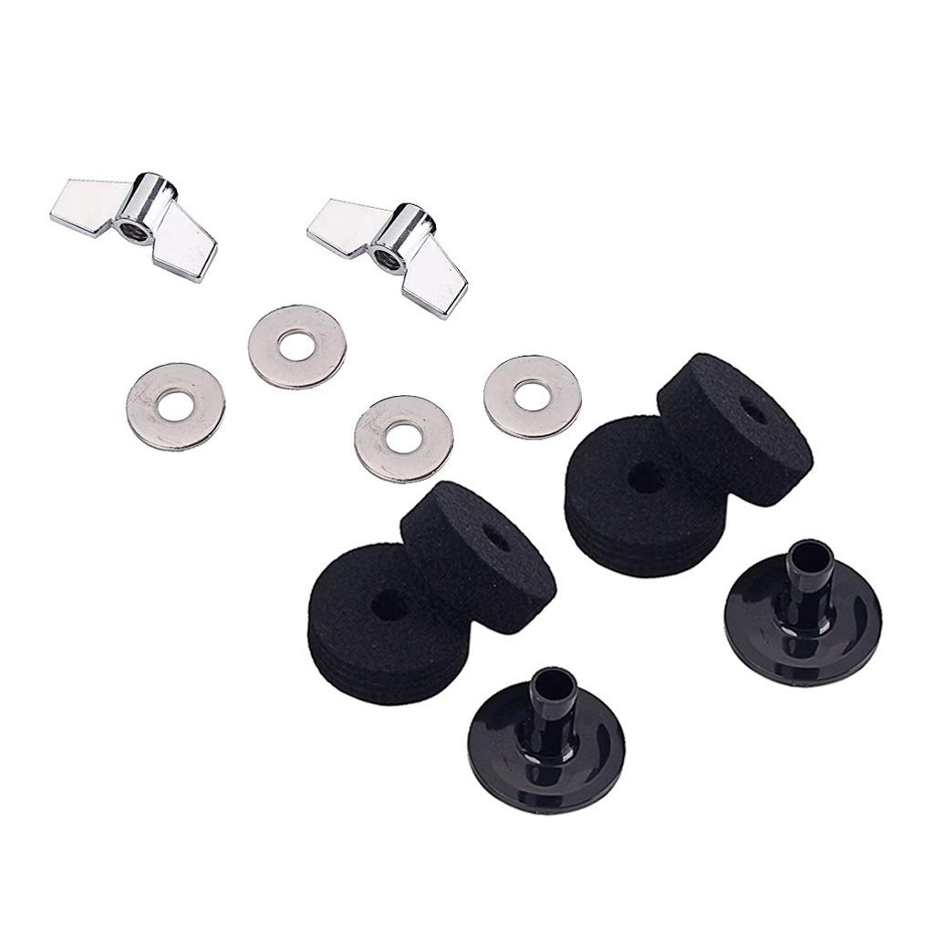Alnicov Drum Cymbal Accessories Set Cymbal Felt Washers Cymbal Sleeves Wing Nuts Hi-hat clutch Felts Hi-hat cup felt Drum Set,Black