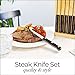 ESN Steak Knife Set of 6 Gift Box, Premium Smooth Serrated Dinner Knives for Great BBQ, Wedding and Family Dinner Gatherings, No Shapening Needed. Storage Block for Easy Storage.
