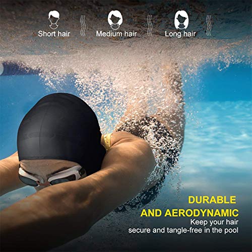 OKELA Silicone Solid Swim Cap,3D Ergonomic Design Comfortable Bathing Swimming Cap for Women and Men, Ideal for Short Medium Long Hair - Thumbnail 3
