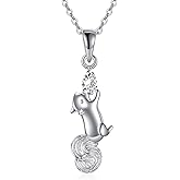 YONFQE Squirrel/Sloth/Black Cat Necklace Sterling Silver Animals Pendant Fashion Animals Jewelry Gift for Women
