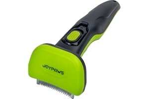 JOYPAWS Upgraded Pet Self Cleaning Curved Deshedding Tool, Effectively Reduces Shedding by Up to 95%, Professional Grooming Brush for Small Dogs, Cats and Other Small Animals Green S