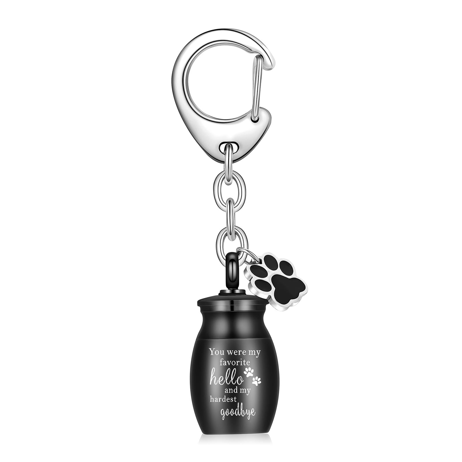 AIWENXI Pet Urn Keyring for Dog Cat Ashes Small Pet Keepsake Cremation Pendant Paw Print Memorial Urn