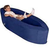 TED KANGAROO Sensory Chair for Kids — Sensory Soft Canoe for Children – Deluxe Adjustable Compression Peapod Foam Dark Blue