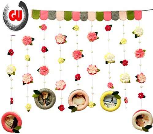 GUchina DIY Door Curtain DIY Polyester Felt Nonwoven Fabric Craft Kit, Sew and Stuff Kit, Whimsy Kit, make your own bag/doll/ figurine (Spring Flower Door Curtain)