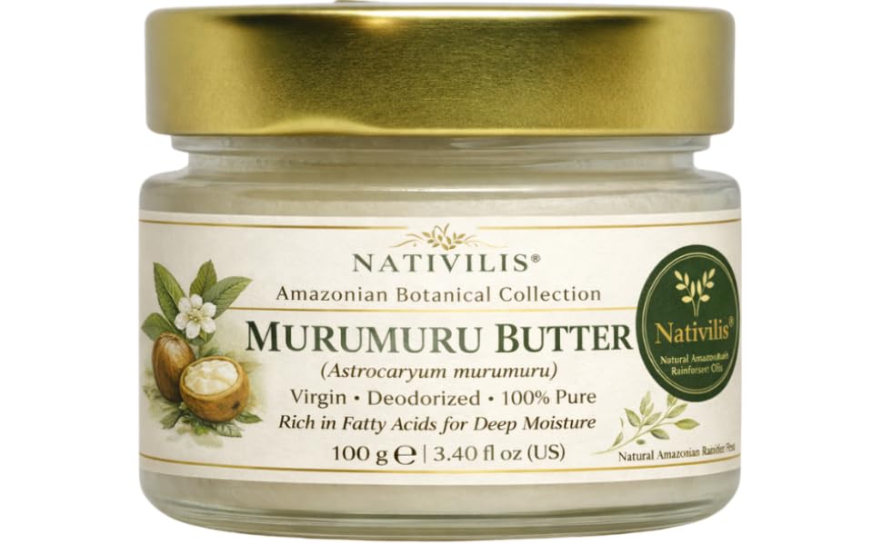 Nativilis Murumuru Butter 100g – Virgin Deodorized (Astrocaryum murumuru) | Amazonian Hair & Skin Moisturiser | Frizz Control | Non-Comedogenic | 100% Pure Natural Butter - Copaiba