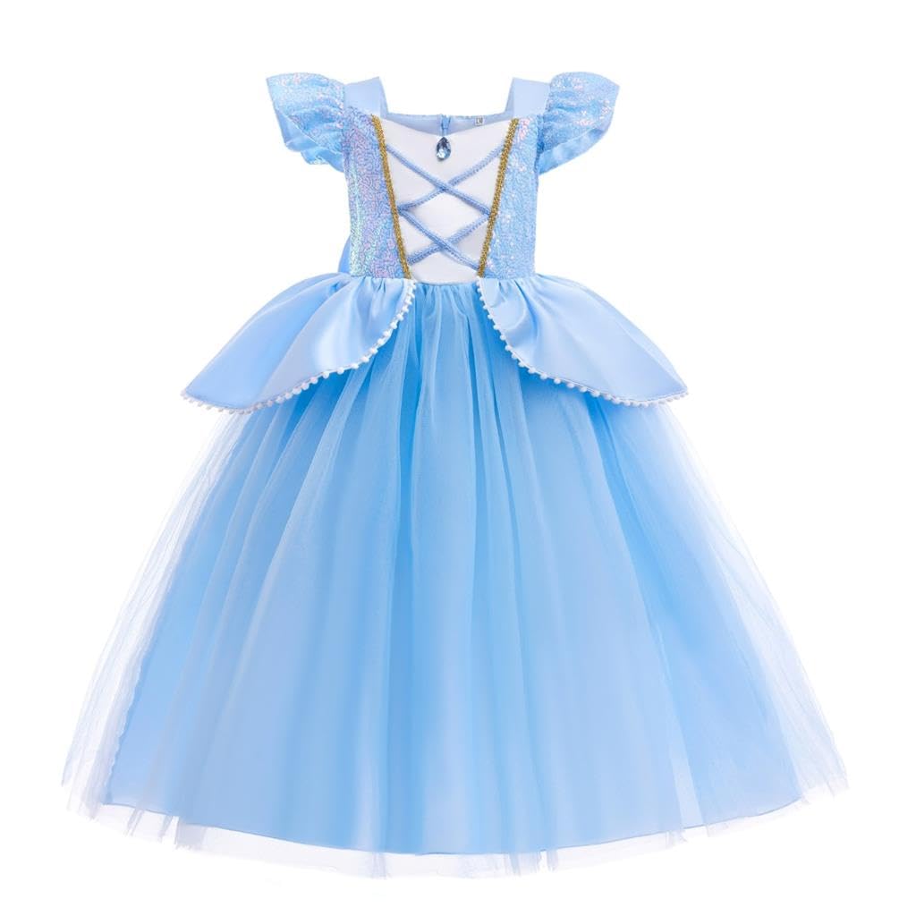 Lito Angels Princess Cinderella Fancy Dress Up Costume Party Ball Gown for Kids Girls Age 7-8 Years, Blue (Tag Number 140) — image 1