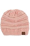 Thick Slouchy Knit Unisex Beanie Cap Hat,One Size,Light Rose