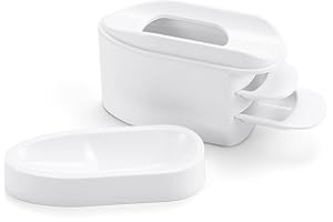 UNIBOUTI 2-in-1 Dip Powder Recycling Tray System & French Tip Mold Dip Nail Tray - Nail Powder Glitter Rhinestones Pearls Saver Holder Storage Container Recycling Tool - French Smile Line Making Mold - White