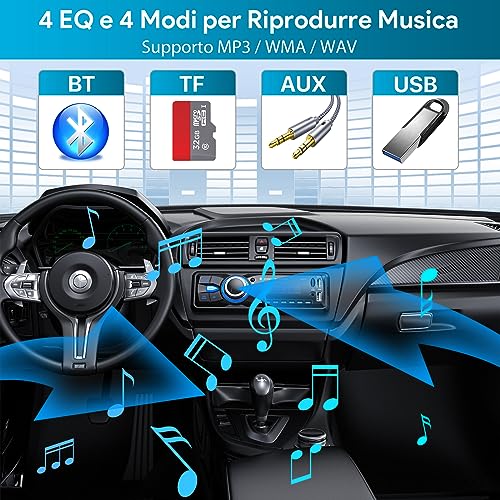Chismos Bluetooth Car Stereo, 1 DIN Car Radio FM Radio Car MP3 Player Supports 2 USB/SD/Aux/Remote Control/Quick Charge, Support iOS/Android (Does Not Have RDS/CD)